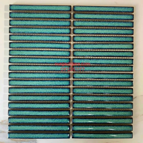 Gạch Mosaic Que Đũa Nhỏ Trang Trí màu xanh lá đậm men rạn