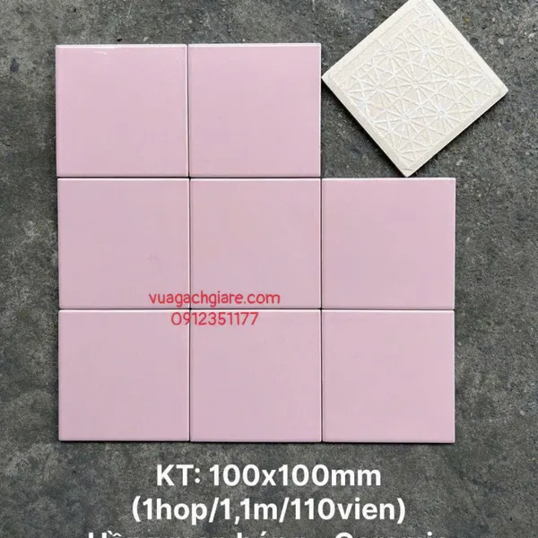 Gạch Thẻ 10x10 Giá Rẻ ốp lát trang trí màu hồng
