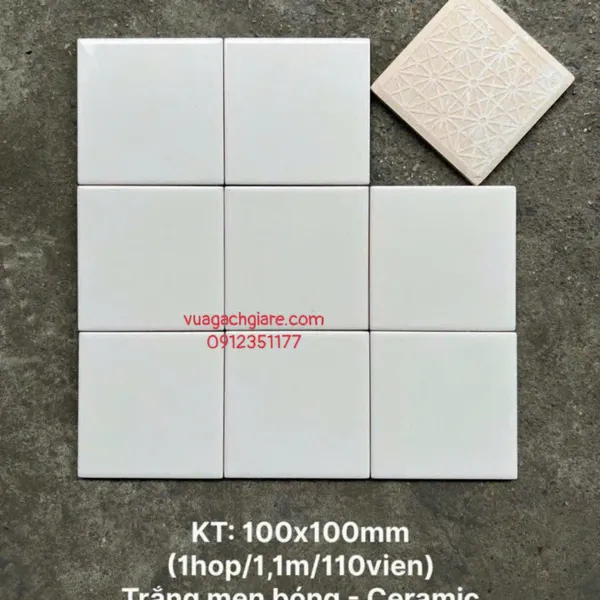 Gạch Thẻ 10x10 Giá Rẻ ốp lát trang trí màu trắng