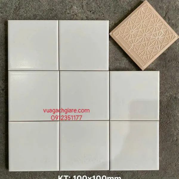 Gạch Thẻ 10x10 Giá Rẻ ốp lát trang trí màu trắng mờ