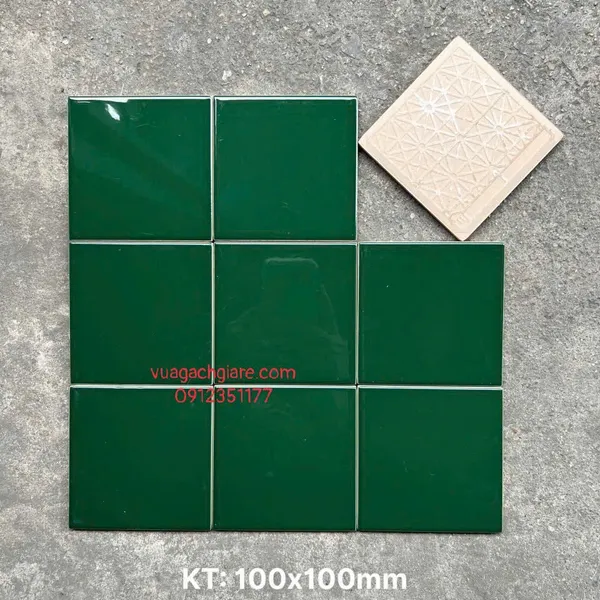 Gạch Thẻ 10x10 Giá Rẻ ốp lát trang trí màu xanh lá cây