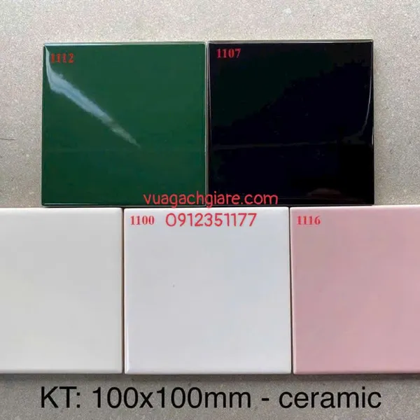 Gạch Thẻ 10x10 Giá Rẻ ốp lát trang trí màu xanh lá cây