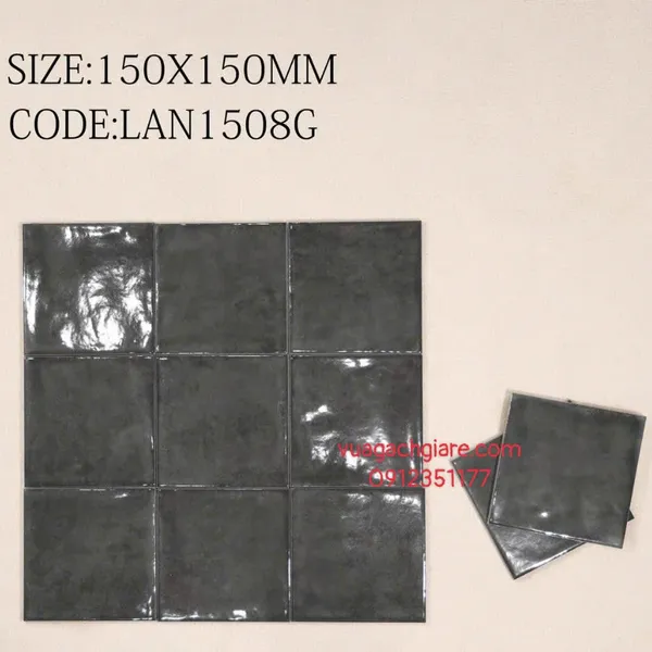 Gạch Thẻ 15x15 Giá Rẻ ốp lát trang trí màu đen 1508G