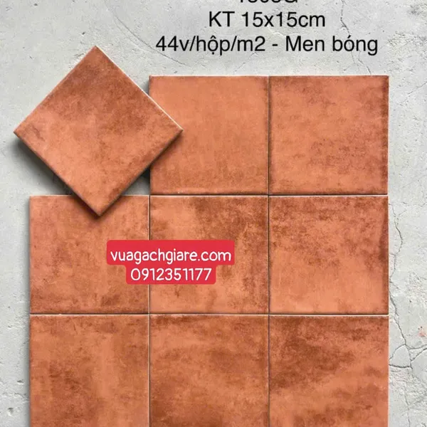 Gạch Thẻ 15x15 Giá Rẻ ốp lát trang trí màu nâu đỏ 1505G