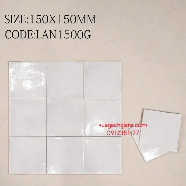 Gạch Thẻ 15x15 Giá Rẻ ốp lát trang trí màu trắng 1500G
