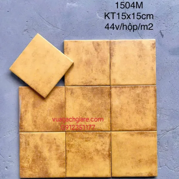 Gạch Thẻ 15x15 Giá Rẻ ốp lát trang trí màu vàng nghệ 1504G