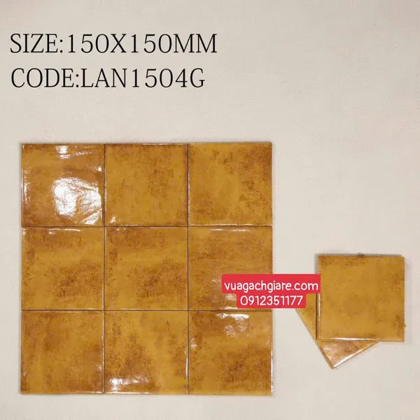 Gạch Thẻ 15x15 Giá Rẻ ốp lát trang trí màu vàng nghệ 1504G