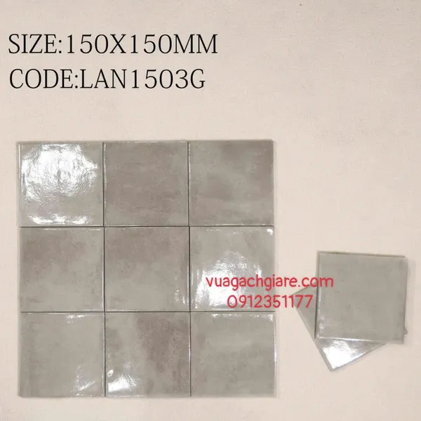Gạch Thẻ 15x15 Giá Rẻ ốp lát trang trí màu ghi xám 1503G