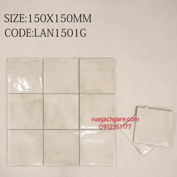 Gạch Thẻ 15x15 Giá Rẻ ốp lát trang trí màu trắng sữa 1501G