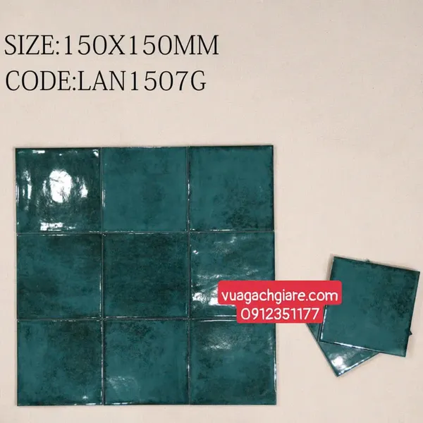 Gạch Thẻ 15x15 Giá Rẻ ốp lát trang trí màu xanh coban 1507G
