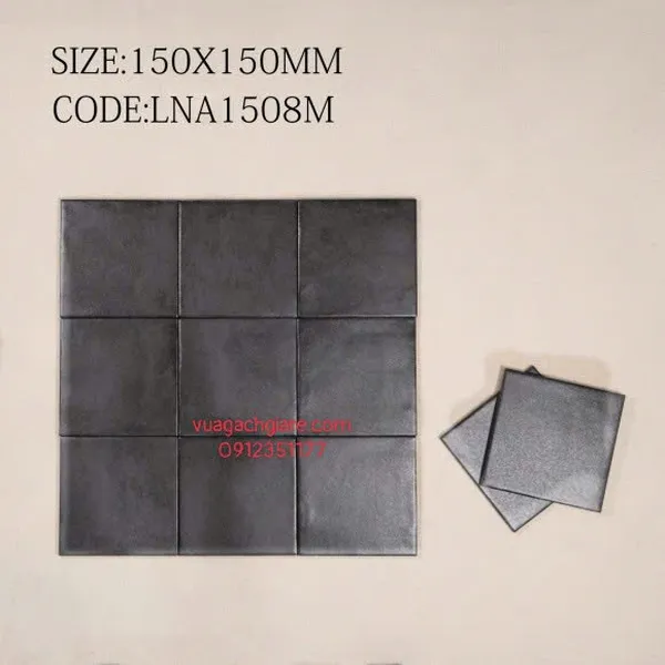 Gạch Thẻ 15x15 Giá Rẻ ốp lát trang trí màu đen 1508G