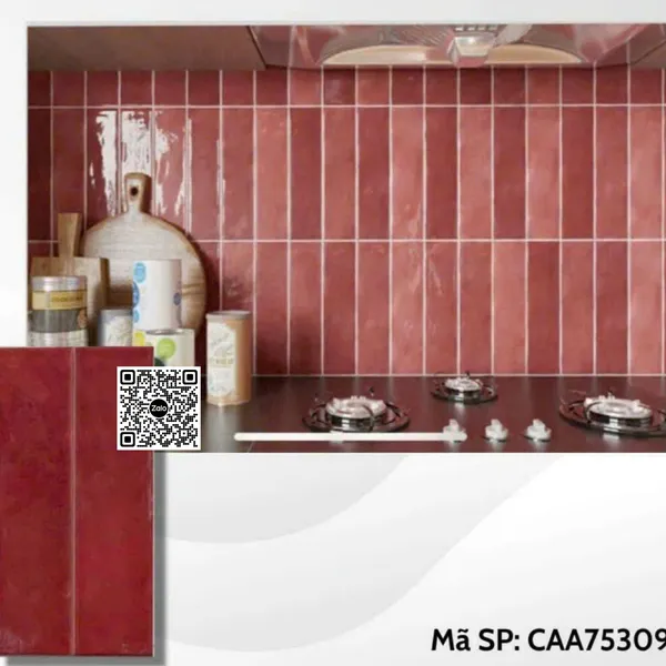 Gạch Thẻ 7.5x30 Ốp Lát Trang Trí gợn sóng màu đỏ CAA75309