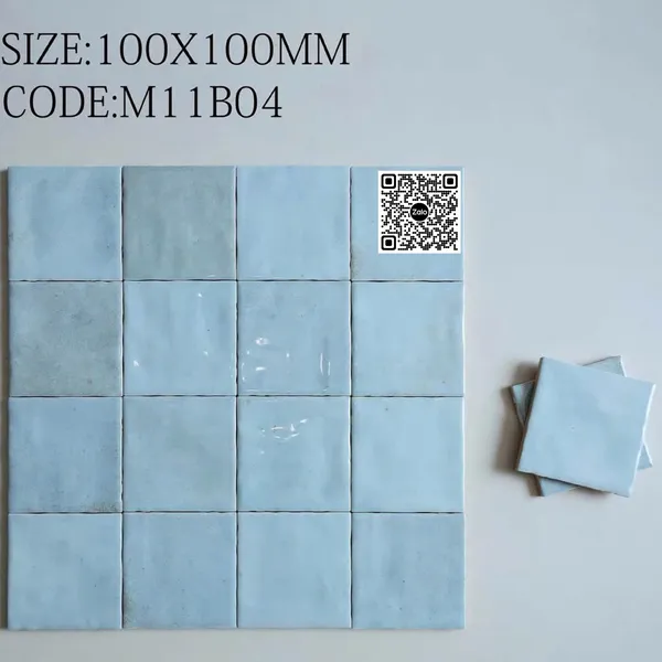 Gạch Thẻ 10x10 Giá Rẻ Ốp Lát Trang Trí màu xanh dương gợn sóng M11B04