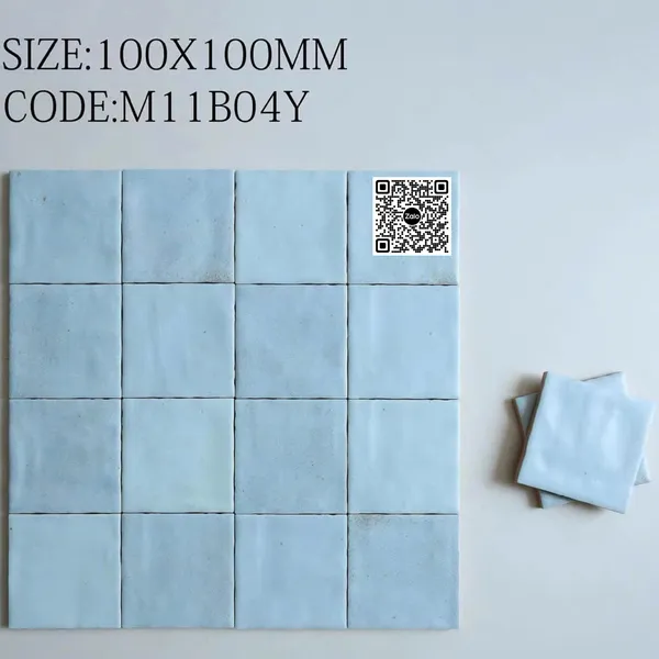 Gạch Thẻ 10x10 Giá Rẻ Ốp Lát Trang Trí màu xanh dương gợn sóng M11B04