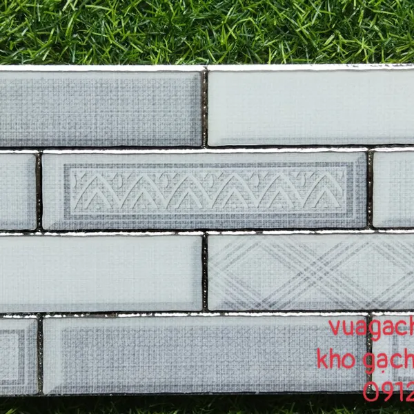 Gạch Trang Trí Khắc Kim 15x30 xám nhũ bạc 1515