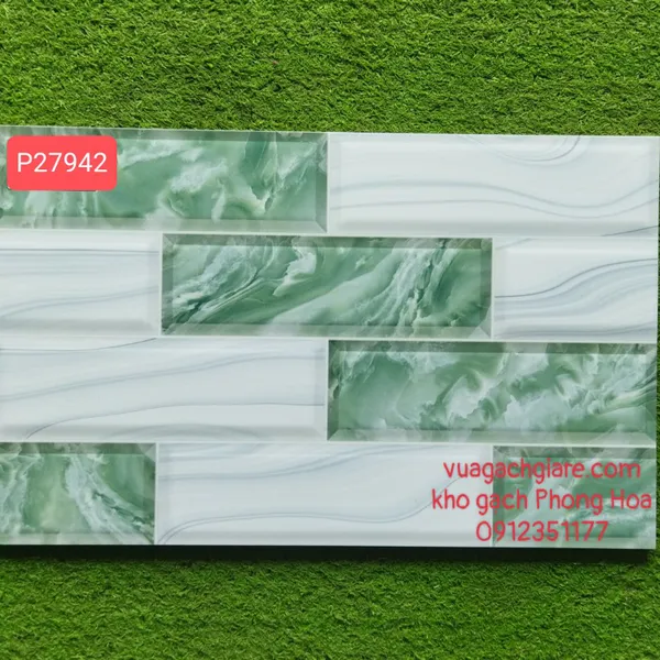 Gạch Men Trang Trí 25x40 xanh vân đá P27942
