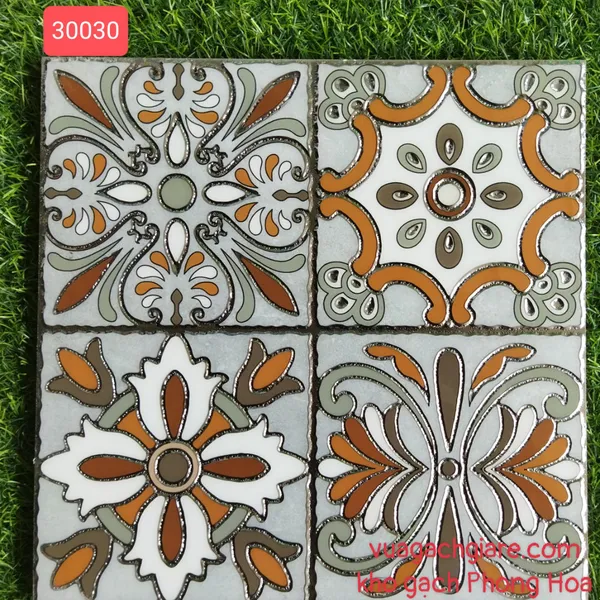 Gạch Trang Trí Khắc Kim 30x30 Trung Quốc nhũ bạc 30030