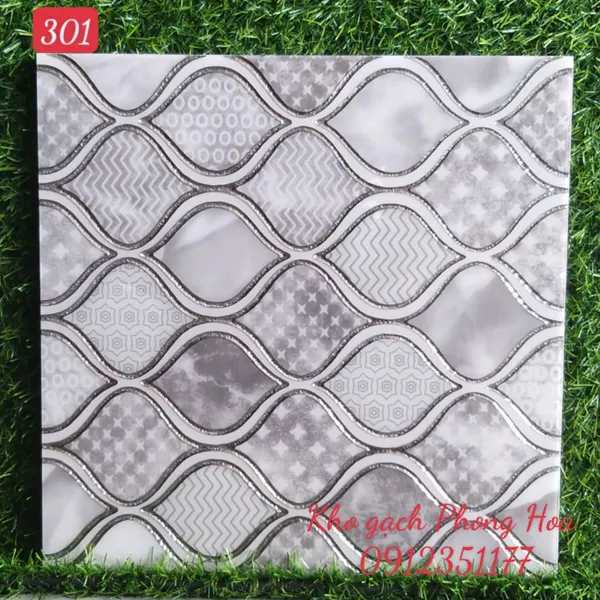 Gạch Trang Trí 30x30 Khắc Kim Nhũ Bạc 301