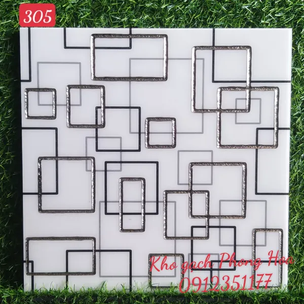 Gạch Trang Trí 30x30 Khắc Kim Nhũ Bạc 305