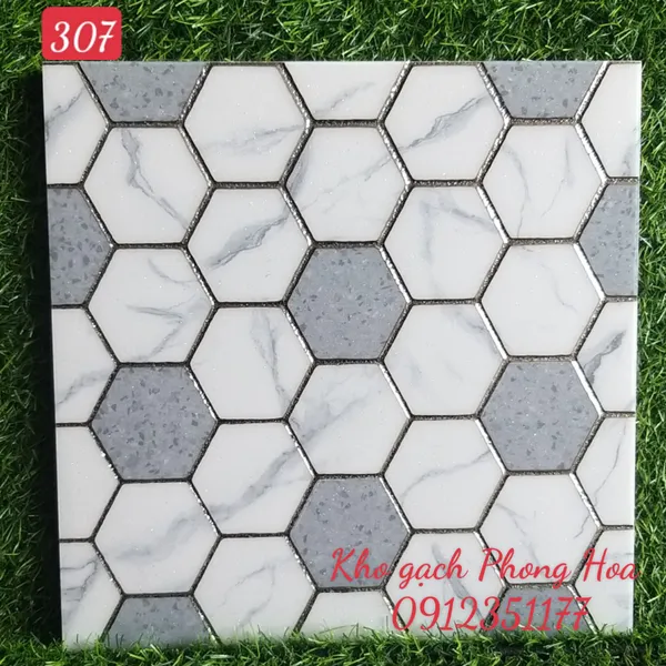 Gạch Trang Trí 30x30 Khắc Kim Nhũ Bạc 307