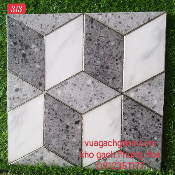 Gạch Trang Trí 30x30 Khắc Kim Nhũ Bạc 313