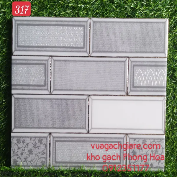 Gạch Trang Trí 30x30 Khắc Kim Nhũ Bạc 317