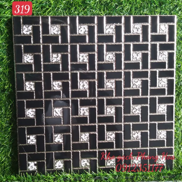 Gạch Trang Trí 30x30 Khắc Kim Nhũ Bạc 319
