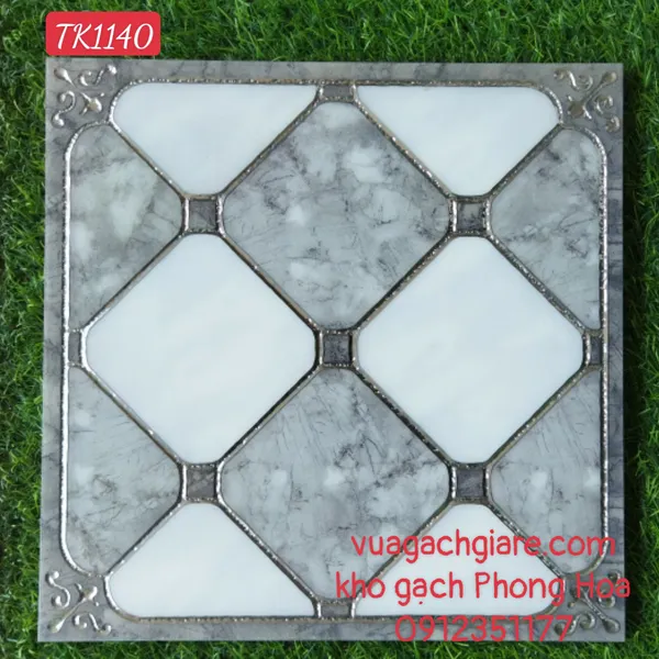 Gạch Trang Trí 30x30 Khắc Kim Nhũ Bạc TK1140