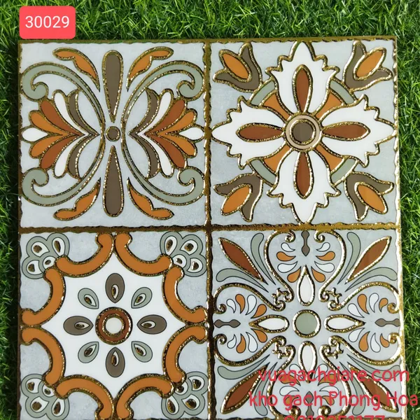 Gạch Trang Trí Khắc Kim 30x30 Trung Quốc nhũ vàng 30029