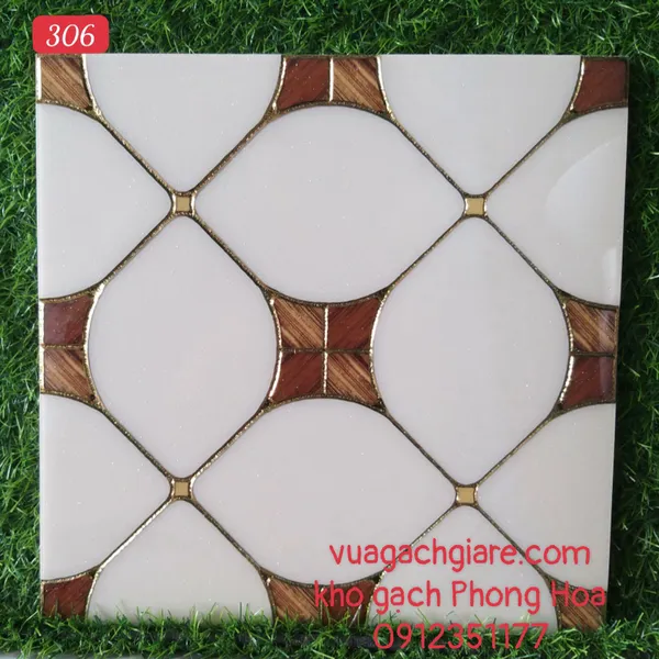 Gạch Trang Trí 30x30 Khắc Kim Nhũ Vàng 306