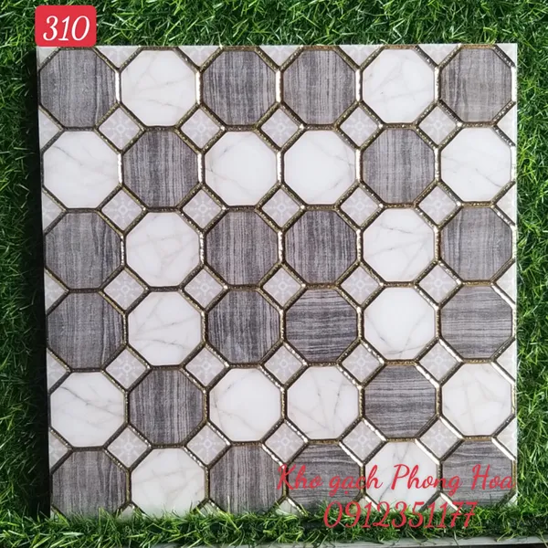 Gạch Trang Trí 30x30 Khắc Kim Nhũ Vàng 310