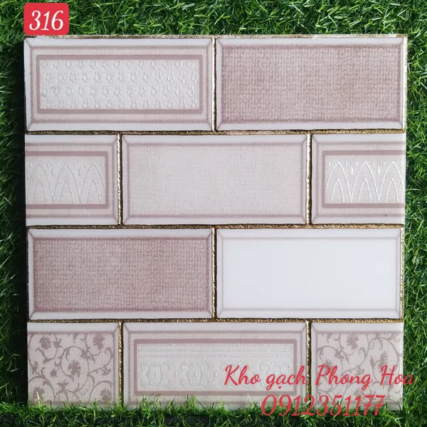 Gạch Trang Trí 30x30 Khắc Kim Nhũ Vàng 316