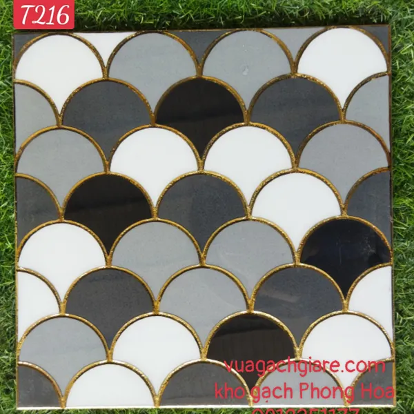 Gạch Trang Trí 30x30 Khắc Kim Nhũ Vàng T216