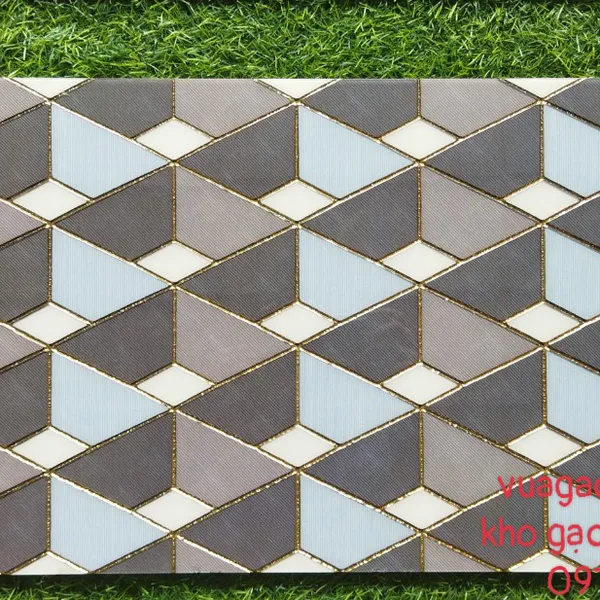 Gạch Trang Trí Khắc Kim 30x60 Trung Quốc trắng xám kết hợp nhũ vàng 30609V