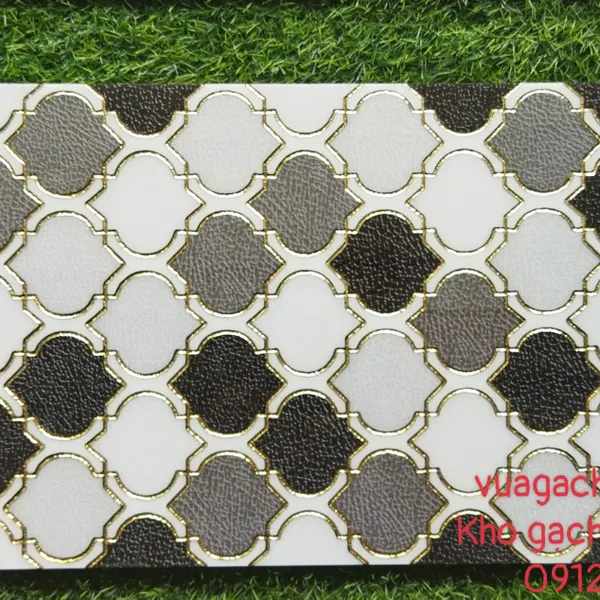 Gạch Trang Trí Khắc Kim 30x60 Trung Quốc đen trắng xám kết hợp nhũ vàng 30617