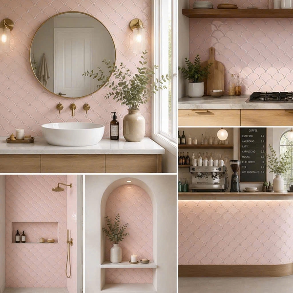 Gạch Mosaic 30x30 Ốp Dán Trang Trí màu hồng MHF35