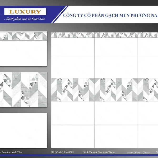 Gạch Men Ốp Tường 40x80 Luxury trắng vân khói LX48009