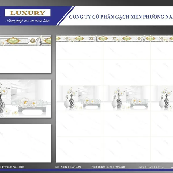 Gạch Men Ốp Tường 40x80 Luxury trắngvân khói LX48002