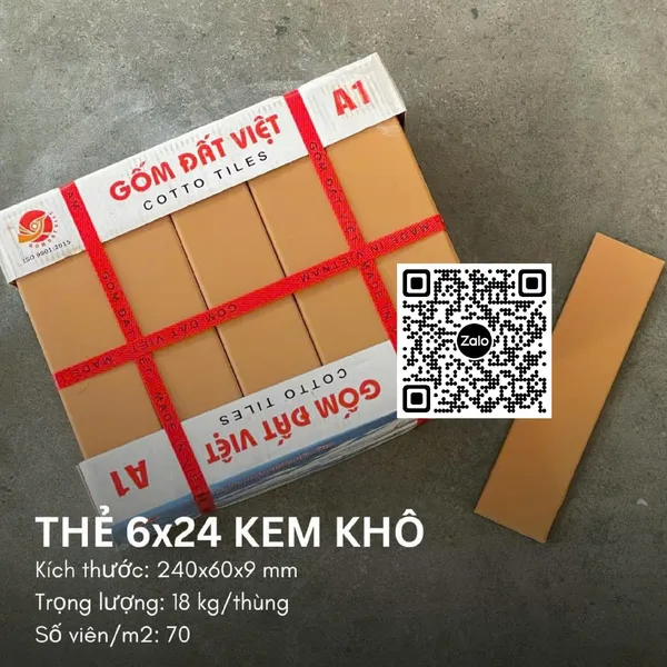 Gốm Thẻ Đất Việt 6x24 Ốp Dán Trang Trí Giá Rẻ màu vàng