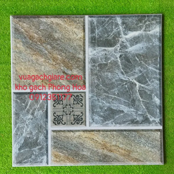 Gạch lát Cotto Gốm Mỹ 50x50 Tráng Men xám vân đá