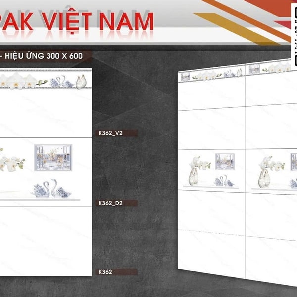 Gạch Men 30x60 Ốp Tường trắng vân khói K362