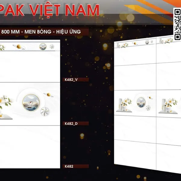 Gạch Men 40x80 Ốp Lát PAK trắng vân khói K482