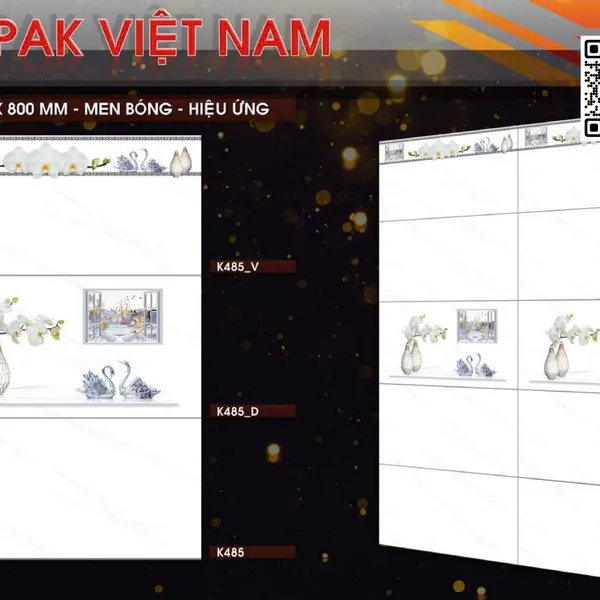 Gạch Men 40x80 Ốp Lát PAK trắng vân khói K485