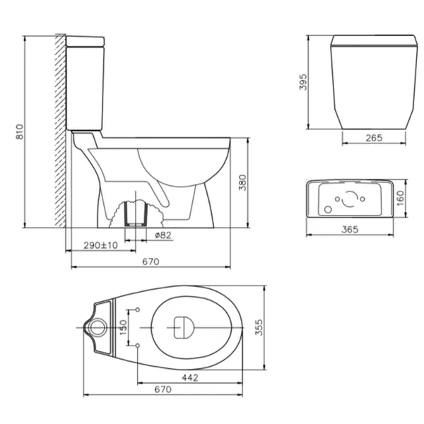 Bồn Cầu Két Nước Rời (2 Khối) Ceravi C306 Giá Rẻ
