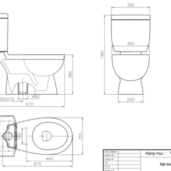 Bồn Cầu Két Nước Rời (2 Khối) Ceravi C307 Giá Rẻ