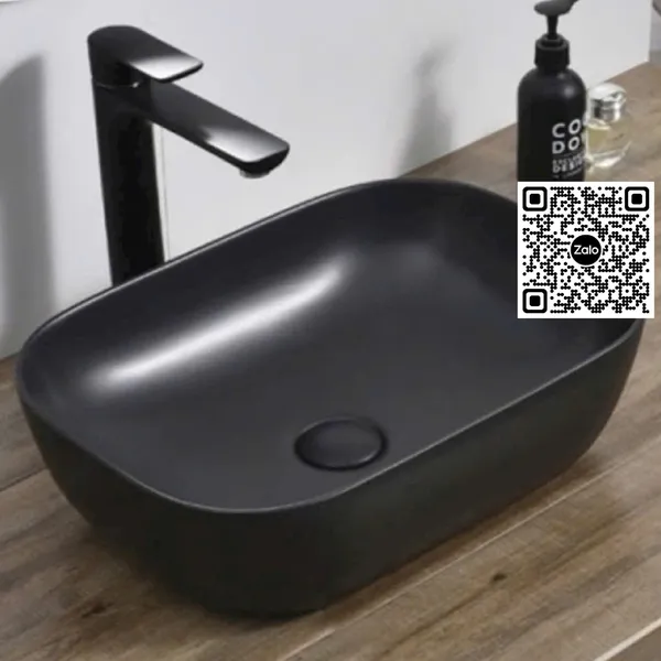 Chậu Lavabo Chữ Nhật Giá Rẻ màu đen - xám - trắng