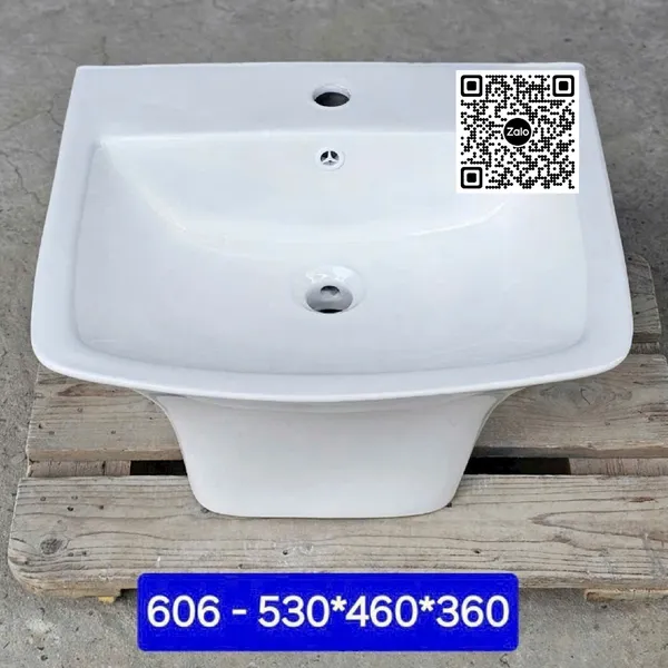 Chậu Lavabo Chữ Nhật Giá Rẻ màu trắng 606