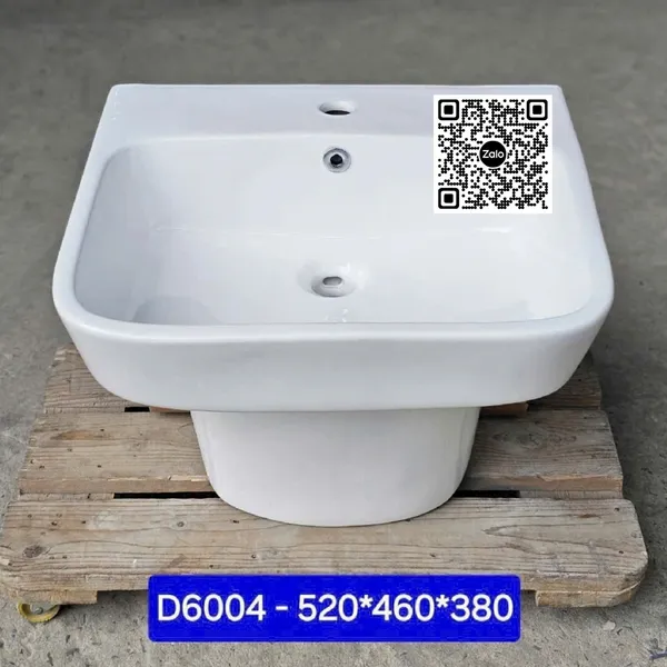 Chậu Lavabo Chữ Nhật Giá Rẻ màu trắng D6004