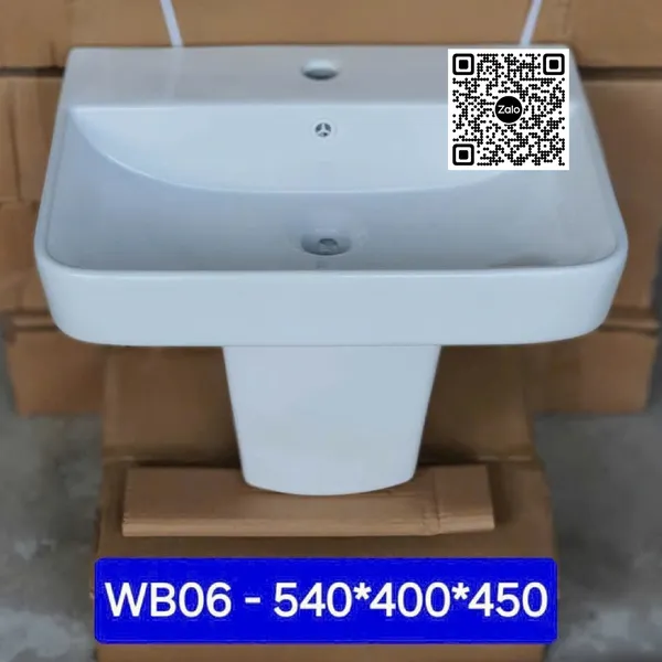Chậu Lavabo Chữ Nhật Giá Rẻ màu trắng WB06