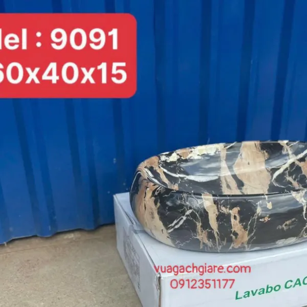 Chậu Lavabo Đặt Bàn Giá Rẻ đen vân trắng